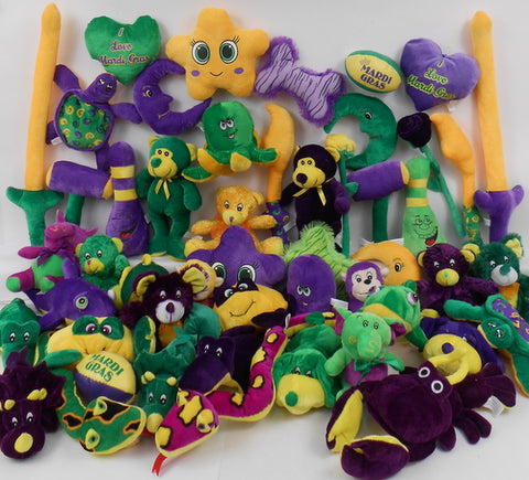 Stuffed Purple, Green, and Gold Plush Toys (50 Pieces - Bag)