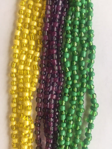 27" Purple, Green, and Yellow Glass Beads (6 Dozen - Bag)